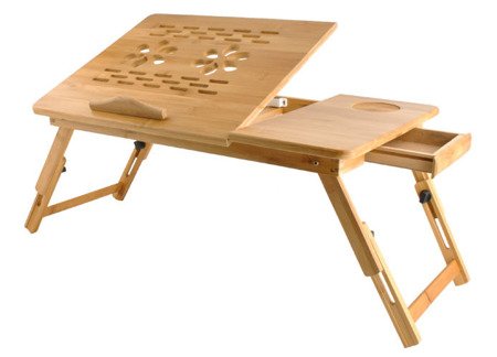 Drewniany stolik pod laptopa z regulacją
