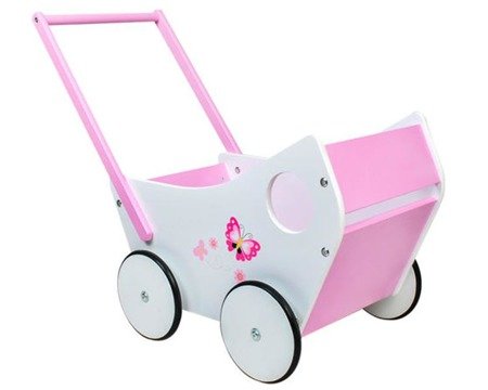 Drewniany wózek dla lalek chodzik pchacz dzieci 0+