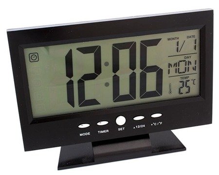 Duży budzik zegar zegarek biurkowy termometr