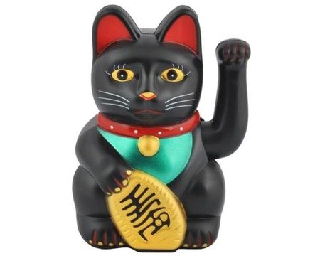 Maneki neko japoński kot szczęścia bogactwa czarny
