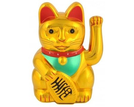 Maneki neko japoński kot szczęścia bogactwa złoty