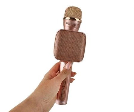Mikrofon bezprzewodowy karaoke studio różowy