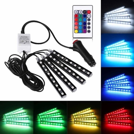Oświetlenie wnętrza samochodu domu pasek RGB 4x9 LED 