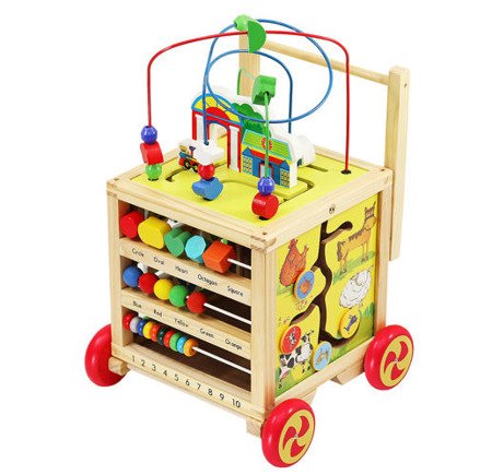 Pchacz drewniany kostka edukacyjna zabawka dla dzieci