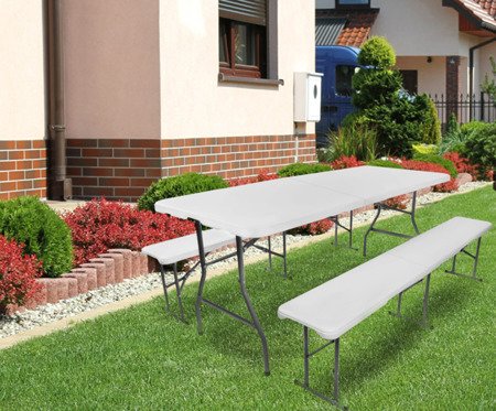 Stół ogrodowy składany 180cm + 2 ławki 