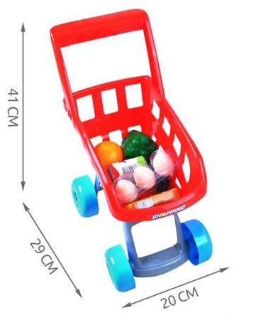 Supermarket zabawkowy sklepik dla dzieci + wózek
