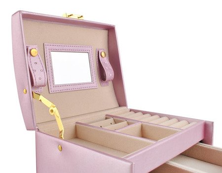 Szkatułka kuferek na biżuterię kosmetyki akcesoria różowy