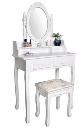 Toaletka kosmetyczna z krzesłem lustrem obrotowym