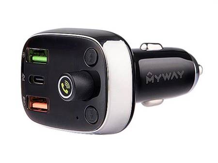 Transmiter FM MYWAY 12/24V z USB-C PD, QC4.0+, Auto-ID, woltomierzem i HandsFree