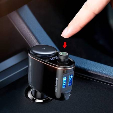 Transmiter FM do samochodu BASEUS 2x USB, Bluetooth - czarny
