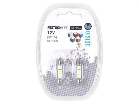 Żarówka VISION Festoon SV8.5 36mm 12V 3x 5050 SMD LED, CANBUS, biała, 2 szt.