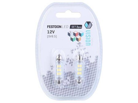 Żarówka VISION Festoon SV8.5 41mm 12V 6x 2835 SMD LED, biała, 2 szt.