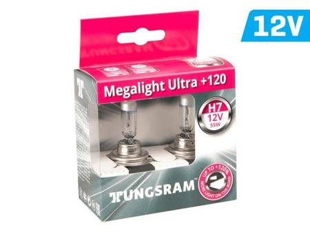 Żarówki Tungsram H7 12V 55W PX26d MegaLight Ultra +120%, 2 szt.