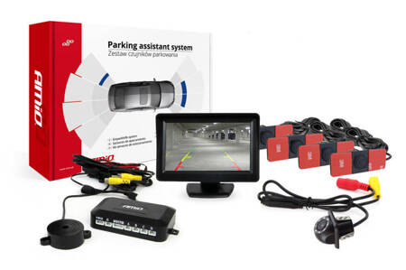 Zestaw czujników parkowania TFT01 4,3" z kamerą HD-305 LED 4 sensory czarne wewnętrzne