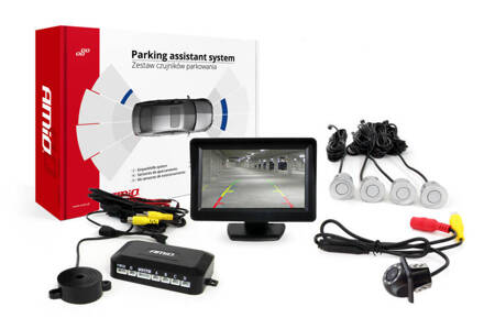 Zestaw czujników parkowania TFT01 4,3" z kamerą HD-305 LED 4 sensory srebrne