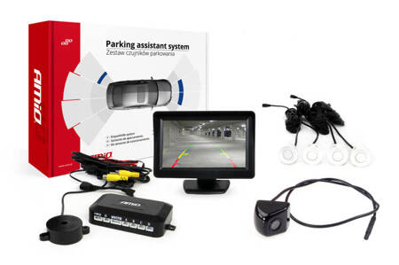 Zestaw czujników parkowania TFT01 4,3" z kamerą HD-310 4 sensory białe