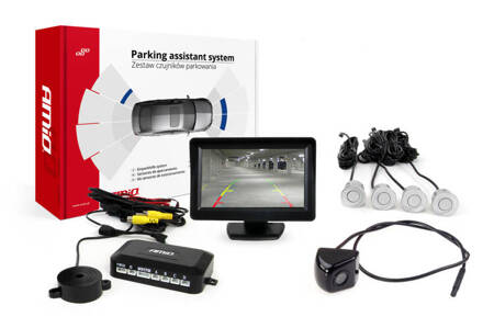 Zestaw czujników parkowania TFT01 4,3" z kamerą HD-310 4 sensory srebrne