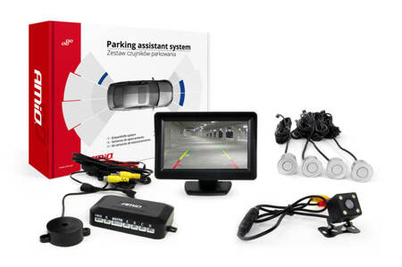 Zestaw czujników parkowania TFT01 4,3" z kamerą HD-315-LED 4 sensory srebrne
